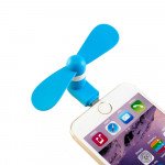 Wholesale iPhone Lighting Portable Cell Phone Mini Electric Cooling Fan (Blue)